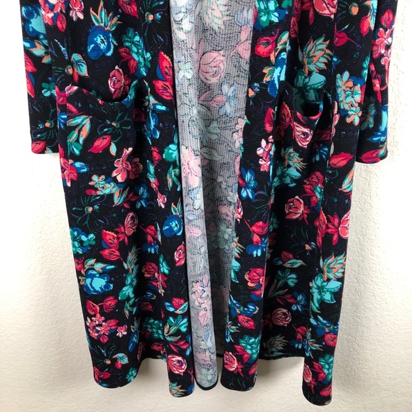 LuLaRoe Sarah Cardigan Duster Black and Fl… - Picture 2 of 8